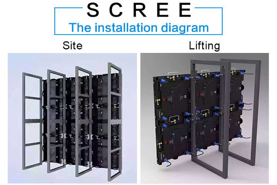 SMD1921 आउटडोर एलईडी स्क्रीन किराए के लिए 1920Hz फ्रंट और बैक रखरखाव
